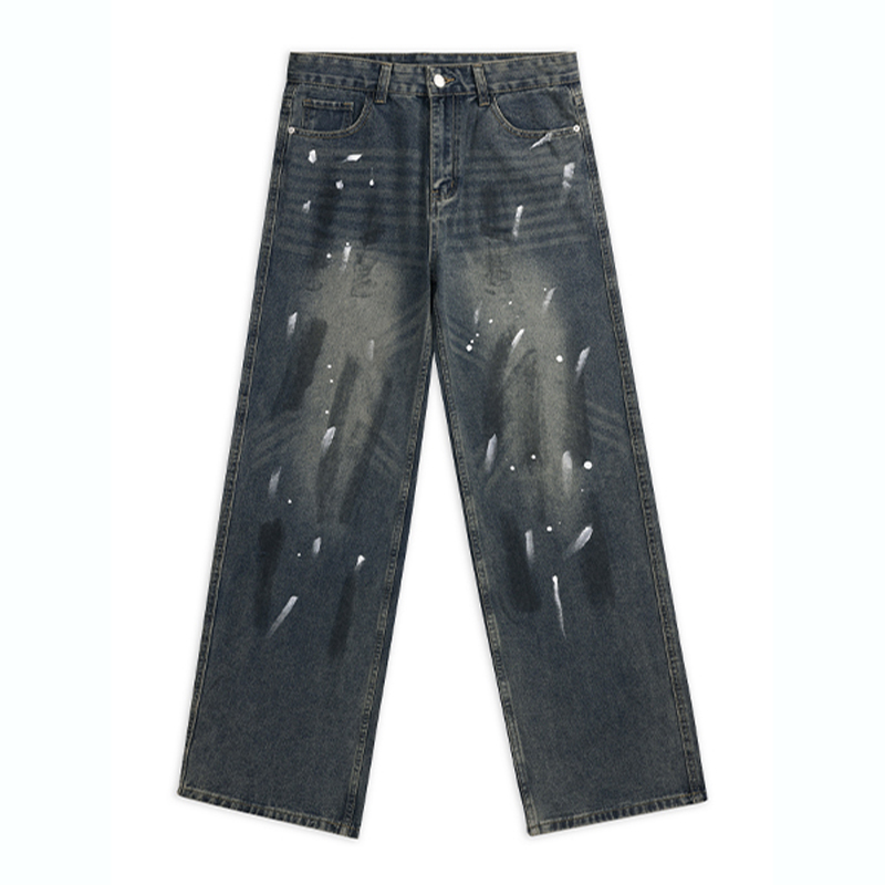 DESIGNSECRETS 25FW小众设计感泼墨牛仔裤男士潮牌涂鸦休闲长裤子