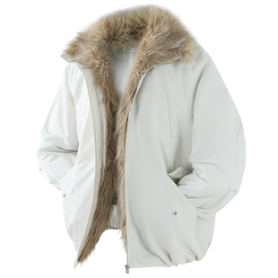 保暖情侣棉衣外套 座山雕毛领羽绒棉服男款 DESIGNSECRETS 25FW美式