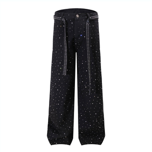 垂感裤 男潮牌高街复古美式 子 25FW设计感烫钻牛仔裤 DESIGNSECRETS