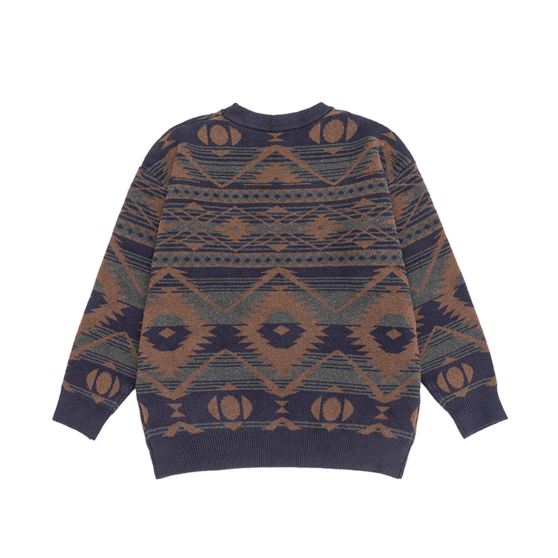 DESIGNSECRETS  25FW日系复古重磅圆领毛衣男连帽提花休闲打底衫