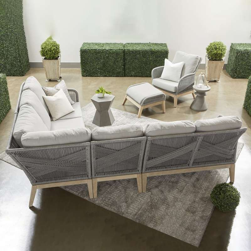 户外柚木沙发防水防晒北欧花园户外家具庭院阳台防腐木藤编沙发组