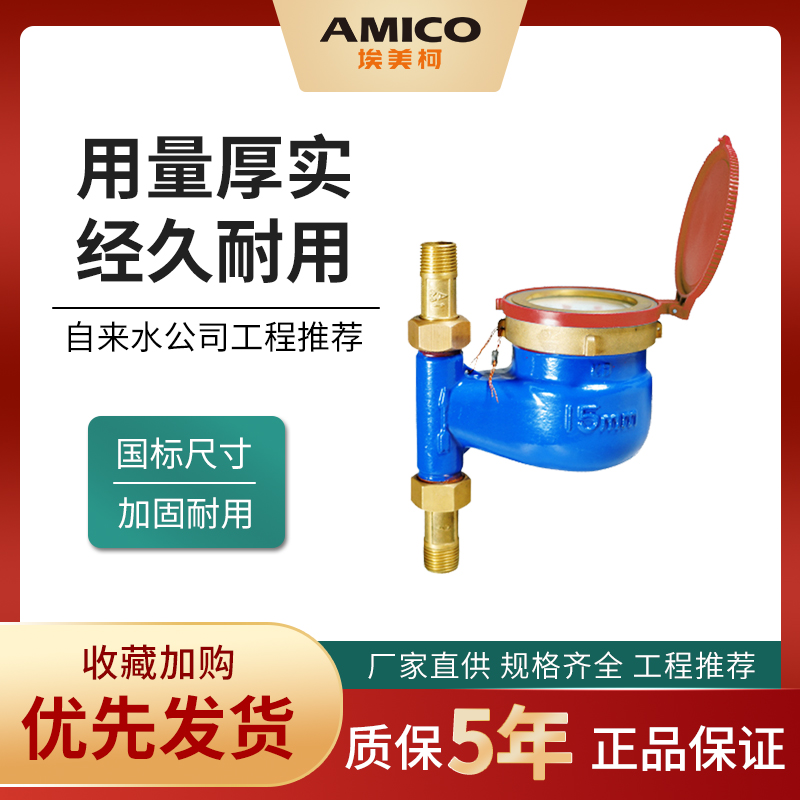 埃美柯 旋翼立式热水表数字自来水热水表家用4分6分接头DN15 DN20