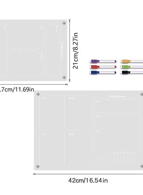 TYU381 跨境透明2mm厚亚克力周计划记事留言板配笔可擦写磁性贴