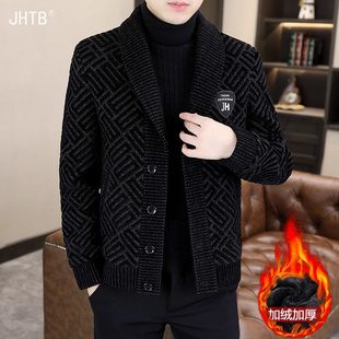 秋冬季毛呢大衣男短款风衣加绒加厚高端金貂绒夹克呢子西装领外套