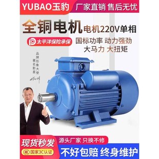 单相电机220V小型两相0.75 2.2 1.5 4KW全铜异步电动机马达 1.1