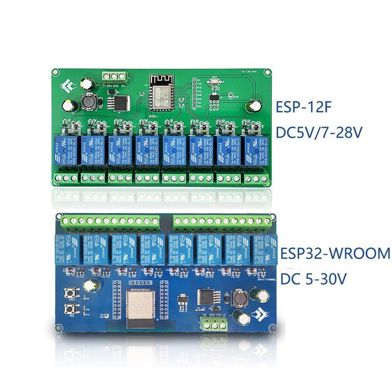 5V/7-28V供电ESP8266/ESP32 WIFI八路继电器模块ESP-12F开发板
