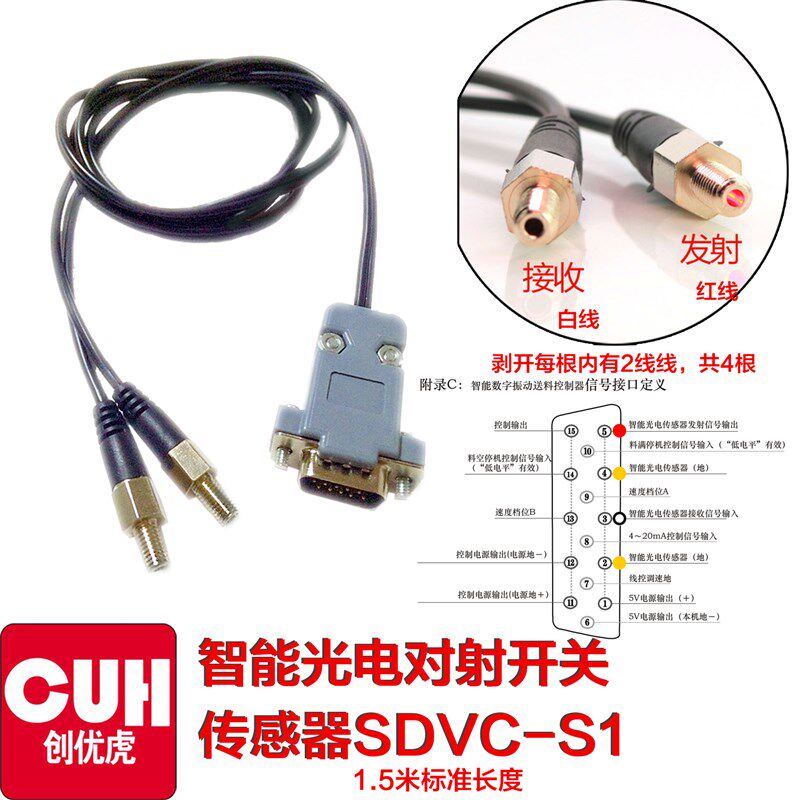 CUH SDVC-S1智能光电对射感应开关22-S-L满料开停机光纤传感器
