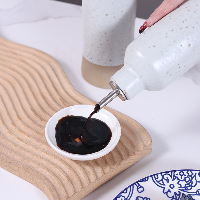 凯楷尔欧式家用带盖陶瓷油壶厨房储物油瓶酱醋壶可定制加logo