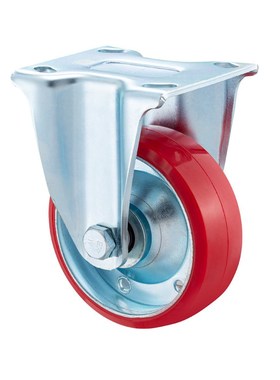 红色钢芯聚氨酯脚轮PU材质拉伸机械脚轮定向万向脚轮4568寸推车轮