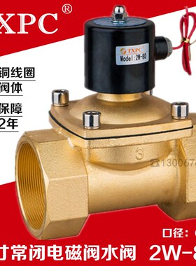 TXPC 全铜3寸电磁阀水阀DN80 AC220V DC24V 3寸常闭电磁阀2W-80