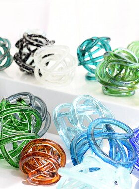 每周一三五10点上新/简约现代彩色玻璃麻团摆件家居台面装饰H3-5