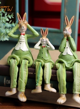可爱三不兔子吊脚娃娃 家居装饰摆件 结婚家居装饰