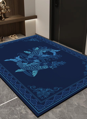 蓝色进入户门垫防滑地垫室内外大门口硅藻泥脚垫蹭土地毯可裁剪