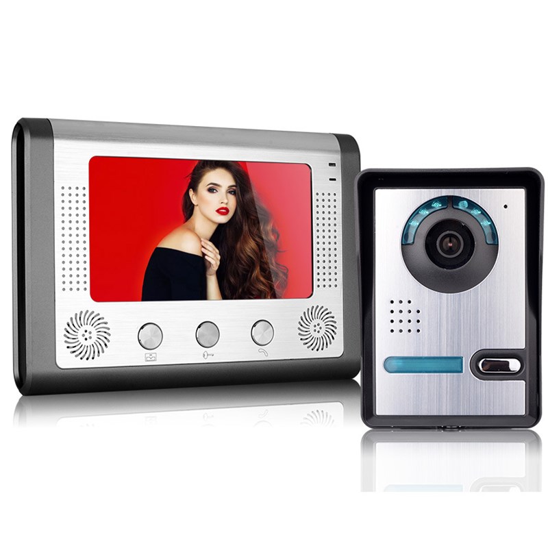 山一视达 7寸有线可视门铃家用可视对讲门铃室外机角度可调1000线