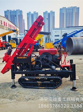 橡胶履带光伏地钉钻机 小型地螺旋桩拧锚机 7000N电动柴油款钻机