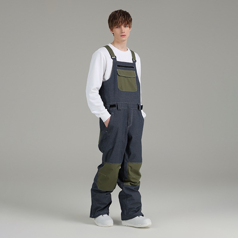 新款SEARIPE雪怡派双板单板牛仔背带滑雪裤男女款防风防水滑雪服