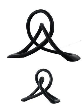 简约现代黑色树脂扭转绳结抽象几何摆件样板房客厅茶几软装饰品