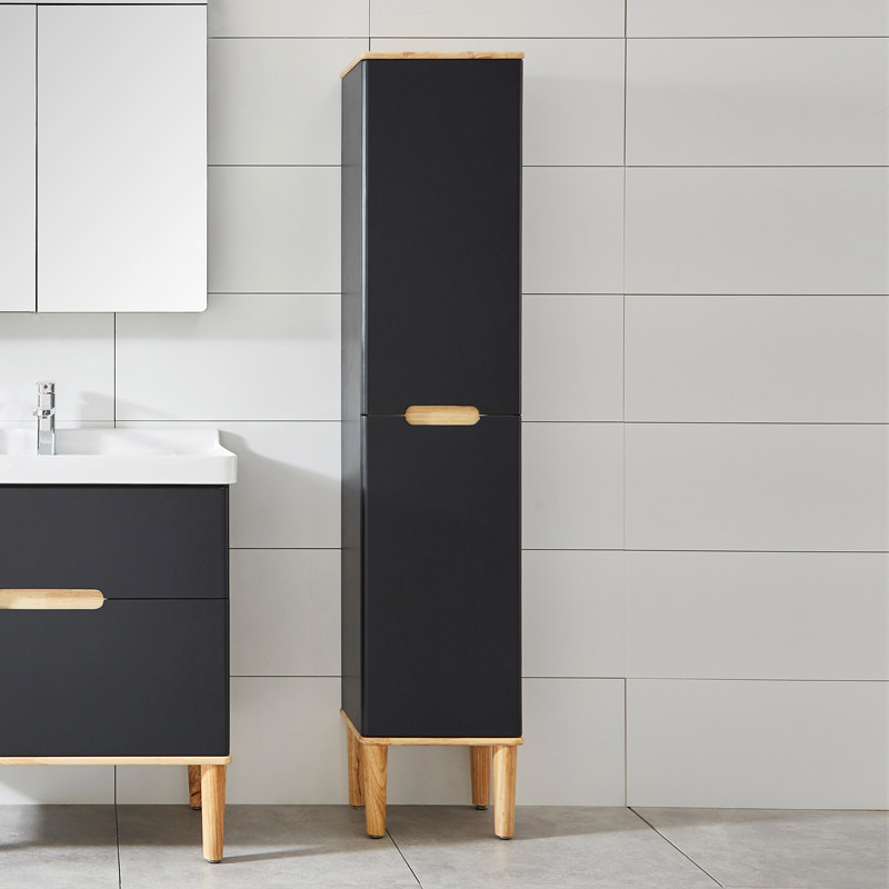 新款橡木浴室边柜实木落地边柜简约现代置物架高柜化妆室收纳储物