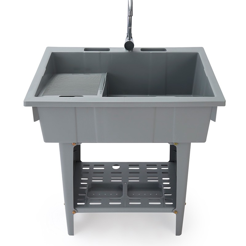 万鸿塑料洗衣池带搓板洗手池阳台水池柜洗衣台家用洗脸盆槽加深