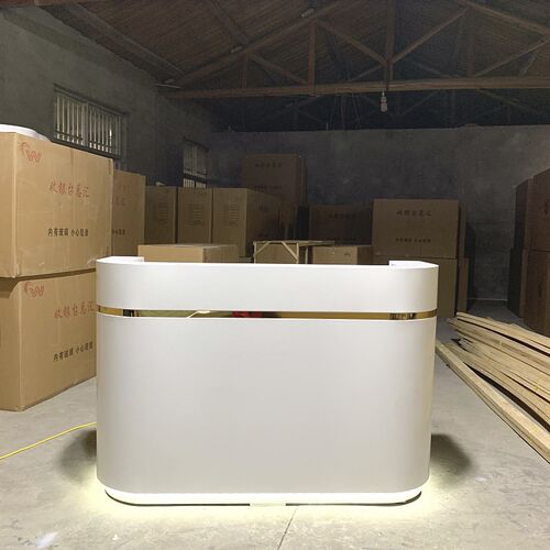 带灯圆弧前台美容店吧台收银台简约现代导购服装理发店.柜台接待