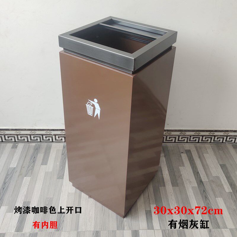 不锈钢垃圾桶酒店大堂翻盖直投吸烟大号圆形带内桶商用带盖烟灰桶