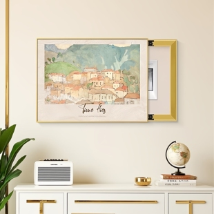 法式 饰画名家风景画莫奈北欧风配电箱遮挡挂画餐厅 奶油风电表箱装
