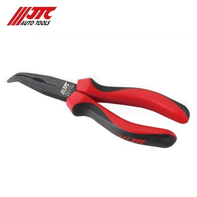 台湾JTC汽修专用工具 弯嘴钳8寸 双色柄弯头尖嘴钳8寸JTC34248