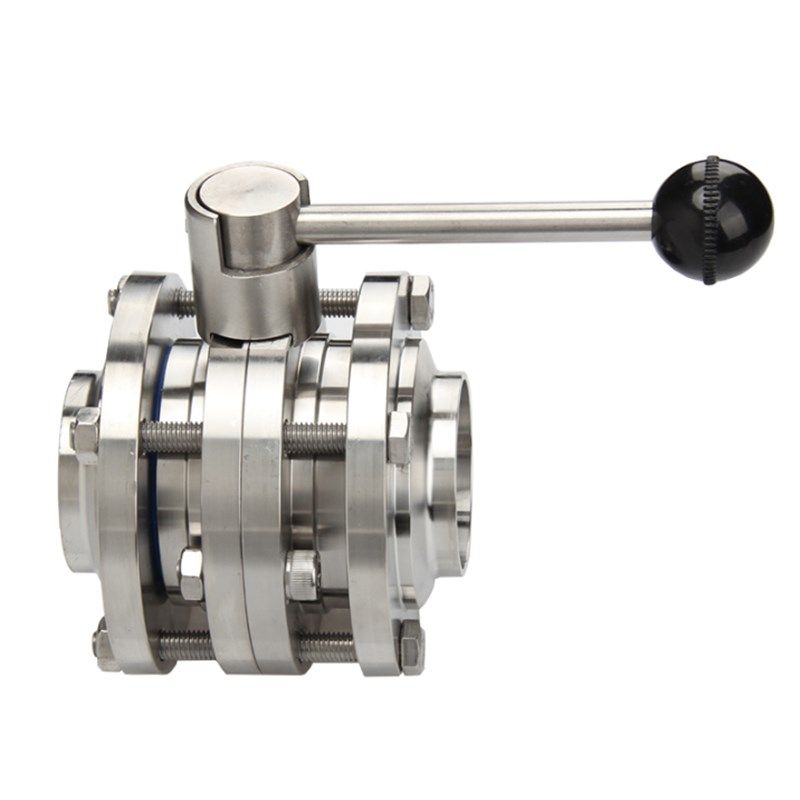 304不锈钢三片式焊接蝶阀/卫生三段快装手动对夹3PC法兰阀门