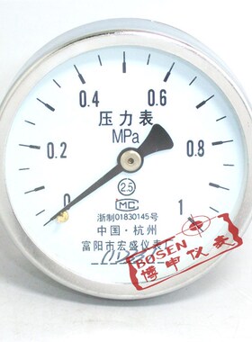 Y-60Z 1 1.6 MPa轴向压力表背接空压机储气罐压力表富阳宏盛仪表