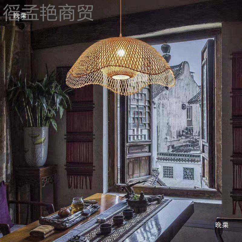 新式艺术吊灯客厅民式宿中酒店家用禅艺意茶室日餐厅竹编HII竹创