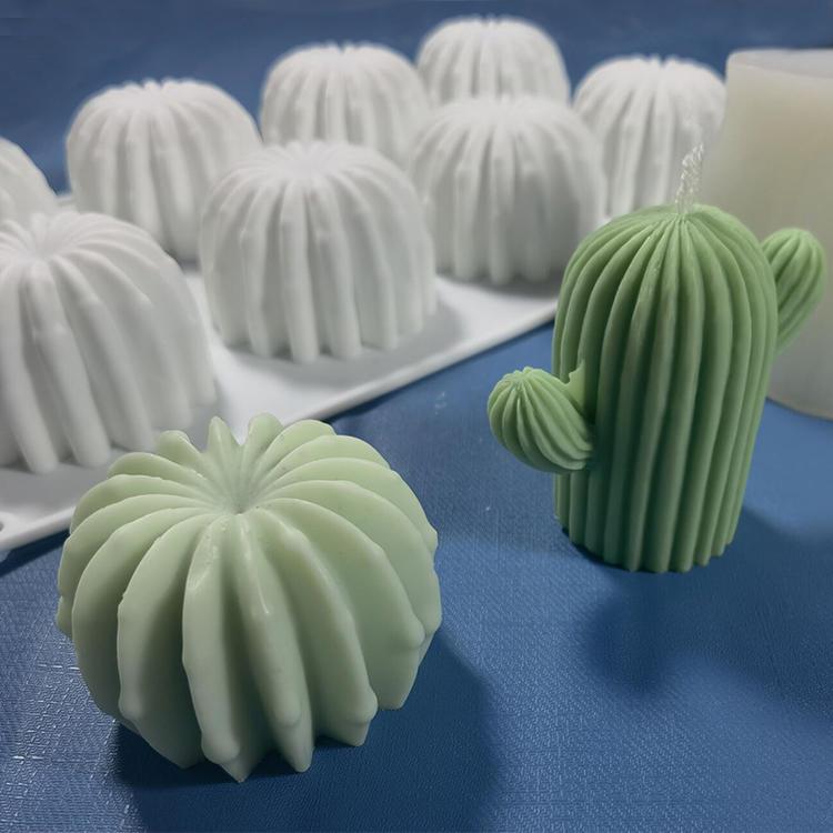 8连仙人掌手工蜡烛硅胶模具 DIY手工立体巧克力仙人球磨具食品级