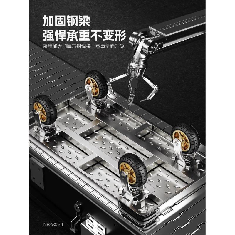 德用钢板折叠拖车拉货手推车平板车搬运车手拉车快递小拉车