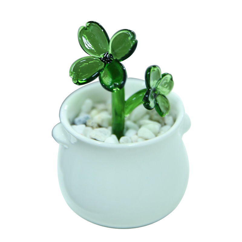 七隐 创意琉璃肉多小盆栽办公室桌面玻璃仿真绿色植物客厅假花