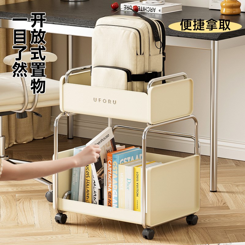 书包置物架铁架家用学生小推车置物架办公室工位桌下多功能收纳架