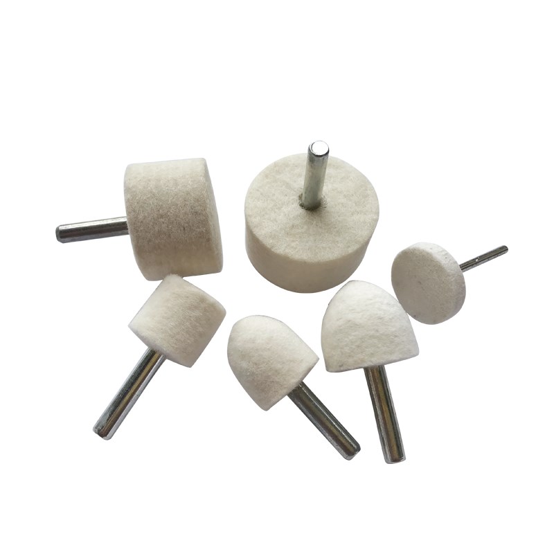 6mm柄羊毛磨头中软羊毛轮加硬打磨头玉石翡翠玻璃镜面抛光 毛毡轮