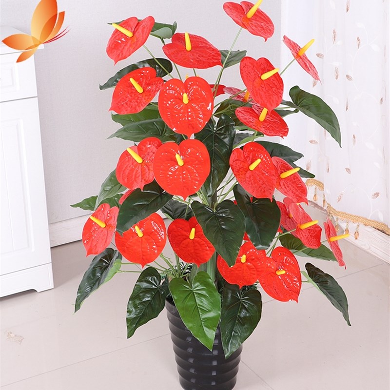 假树红掌仿真花假花盆栽落地大型假绿植摆设客厅室内装饰仿真植物