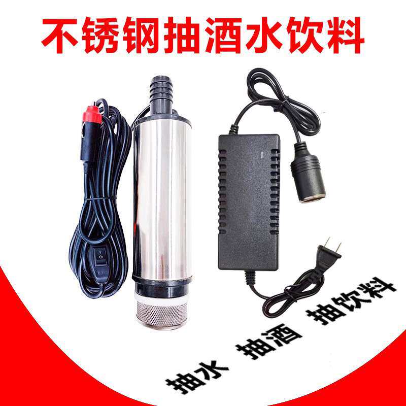 电动小型抽水泵12V220V家用吸酒器潜水泵自吸抽酒泵棒磅油不锈钢