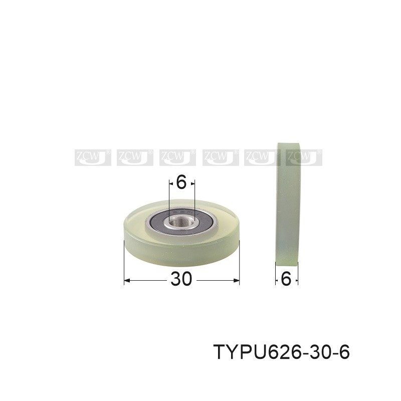 6*30*6mm聚氨酯包胶轴承滚轮五金滑轮静音配不绣钢螺杆螺丝M6家用