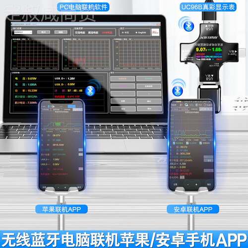 炬为usb检测仪数显电流表电压表J7-C/UC9 充电器T电ype-c子试仪表