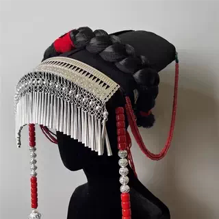 凉山彝族女帽子帕子带饰品