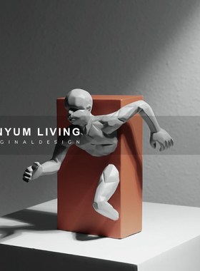 现代创意样板间客厅玄关柜博古架工艺人物雕P塑摆件家居软装饰品