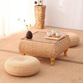 可狄藤编榻榻米茶几草编榻榻米茶几日式 禅意矮桌飘窗桌子收纳小方