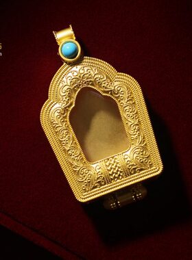 藏式八吉祥嘎乌盒吊坠男女吊坠配饰可打开项链挂坠噶乌盒合金挂件