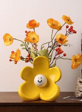 创意轻奢高级感陶瓷花瓶摆件客厅插花桌面情绪稳定玄关Y家居装饰