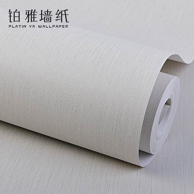 浅灰色米白色无纺布亚麻布纹纯色素色壁J纸非自粘日式卧室客厅墙