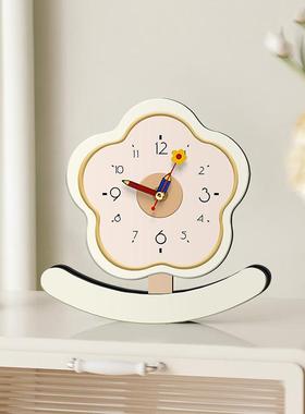 花朵不倒翁摆钟桌面m摆件创意静音时钟客厅座钟小摆台装饰治愈礼