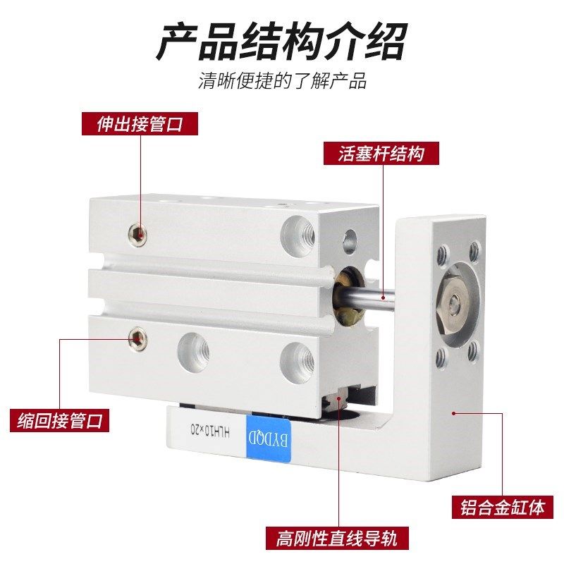 HLH精密导轨滑台气缸侧轨型MXH6/10/16/20X5-10*15*25*30*40-S