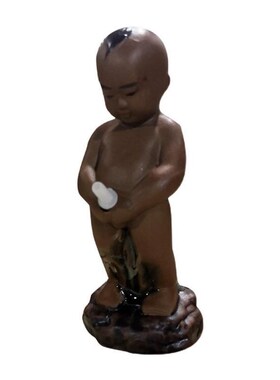 陶瓷尿尿童子撒尿小孩假山循环流水盆鱼缸景观吸水石盆景摆件装饰