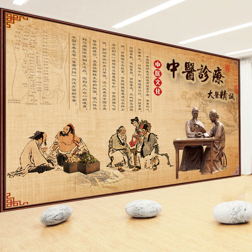 中医诊疗墙纸传承中医文化背景墙大医精诚壁画中医养生馆装饰墙纸