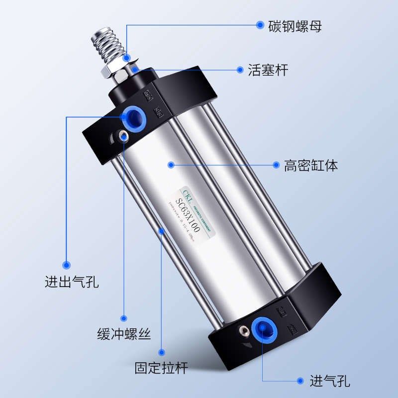 SC125气缸小型气动标准大推力大全带磁125X25X50x75X100x200磁性